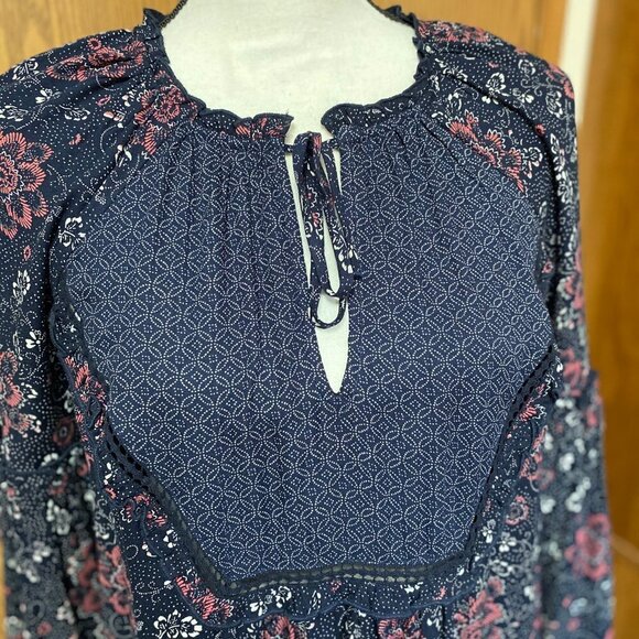 Hinge Boho Floral Mini Dress Cottage Core Medium - Picture 4 of 7